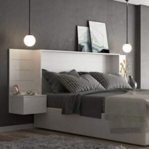 Tête de lit avec chevets 160 cm effet bois blanc