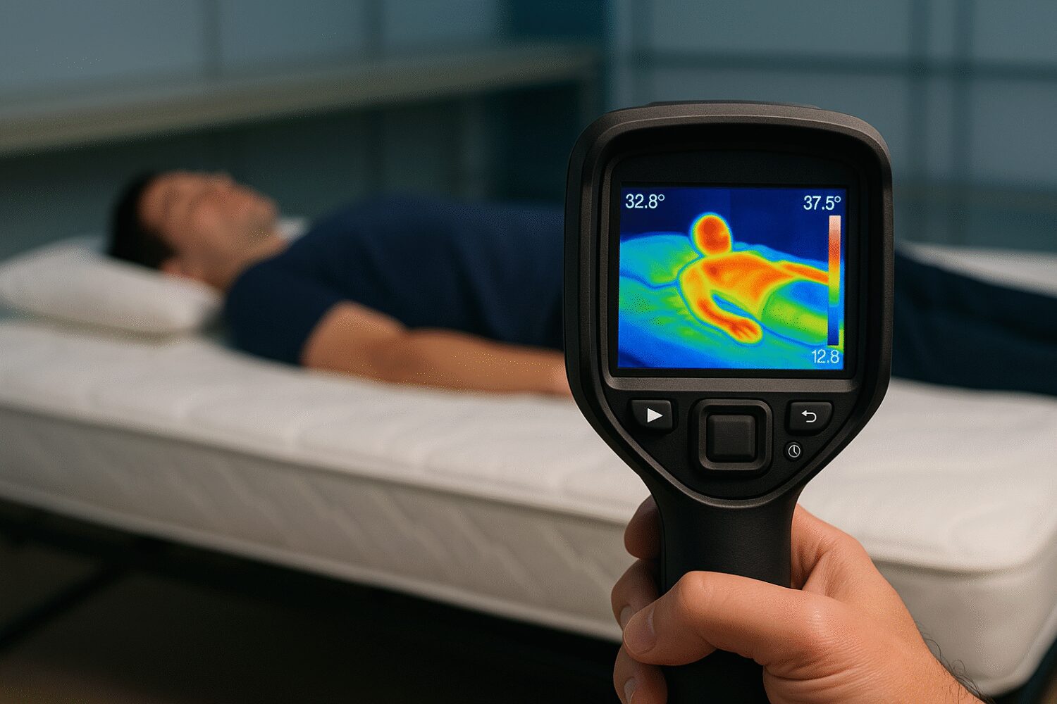 Test thermique du matelas avec caméra infrarouge