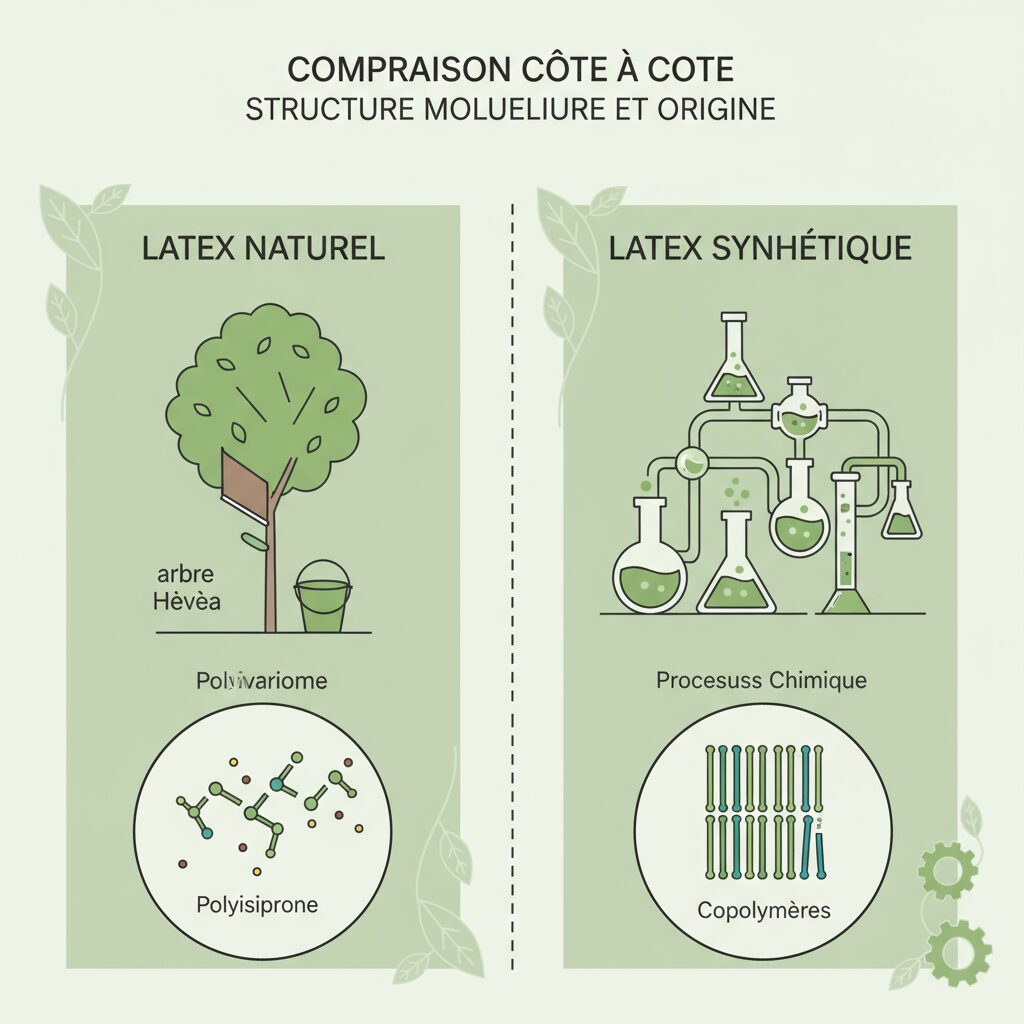 Latex naturel vs synthétique - différences qualité durabilité